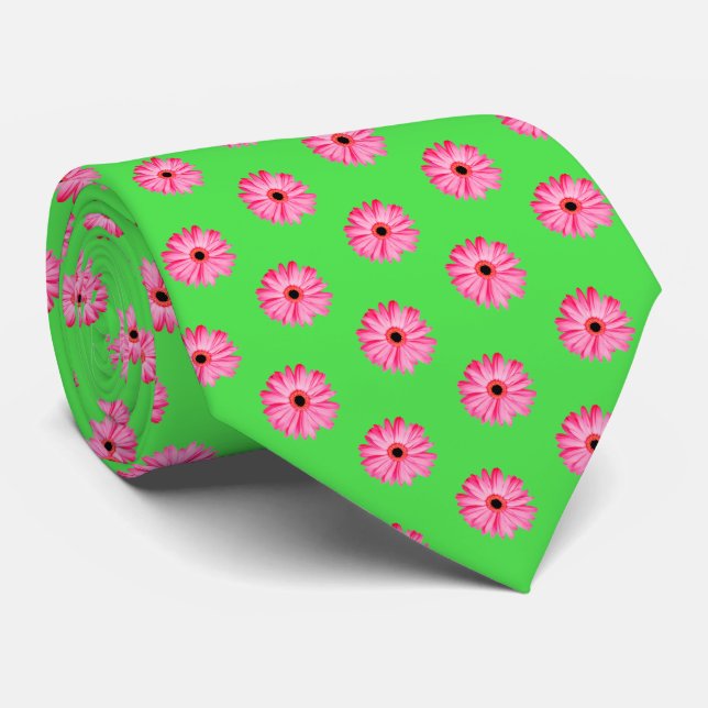 Gravata Padrão de Pétalas de Margarida Rosa (Rolled)