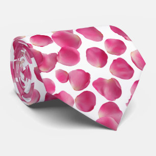 Gravata Padrão de Pétalas de Rosa Rosa