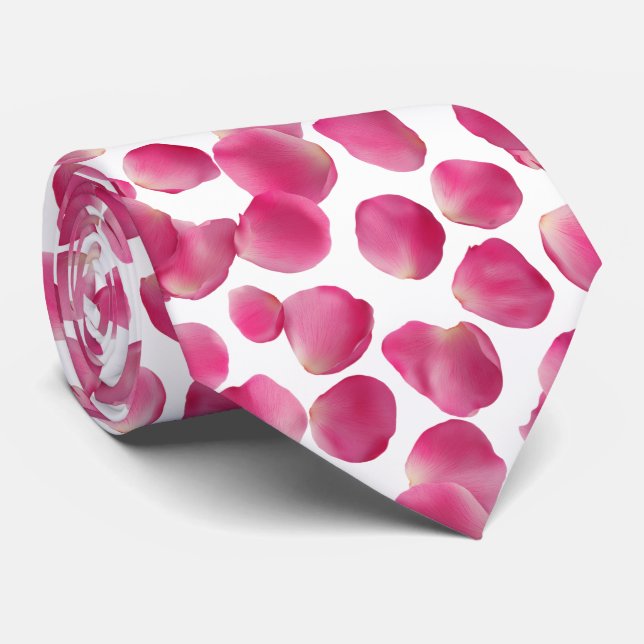 Gravata Padrão de Pétalas de Rosa Rosa (Rolled)