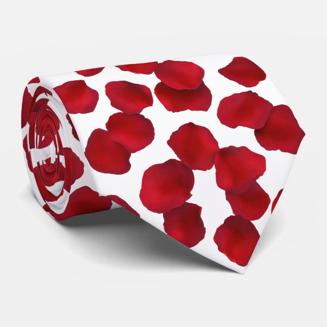 Gravata Padrão de Pétalas de Rosa Vermelha (Rolled)