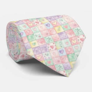 Gravata Padrão de Piquenique em Patchwork Floral Pastel (3