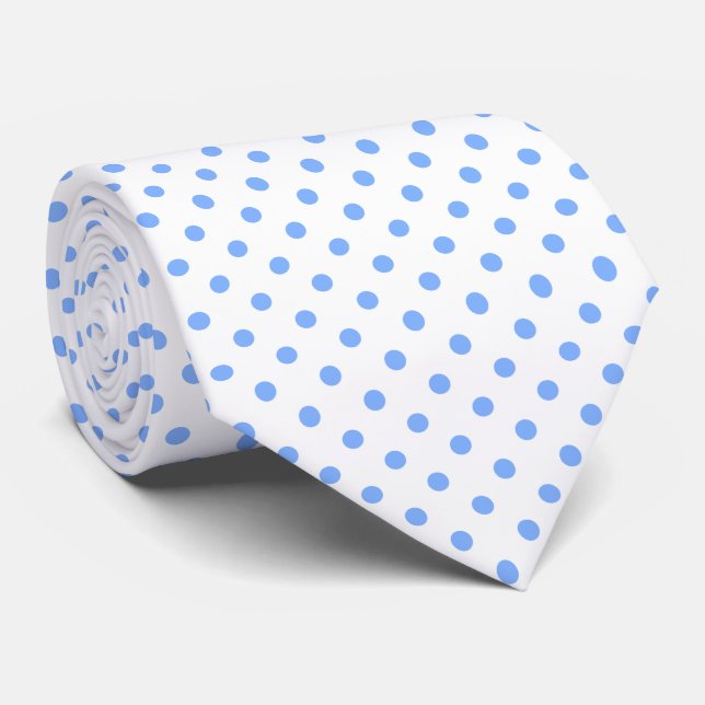 Gravata Padrão de Polkadots Azul (Rolled)