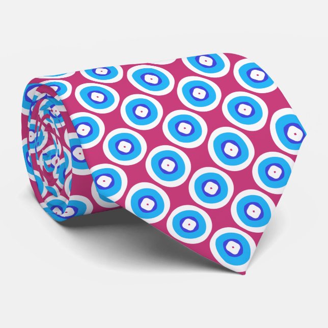Gravata Padrão de ponto de anel azul e branco (Rolled)