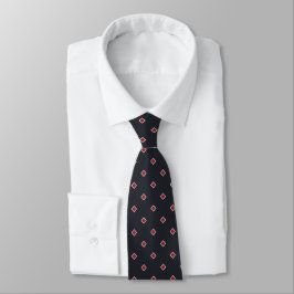 Gravata Padrão de Pontos Polka Diamante Vermelho Rubi Pret