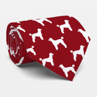 Padrão de poodle silhuetas branco e vermelho