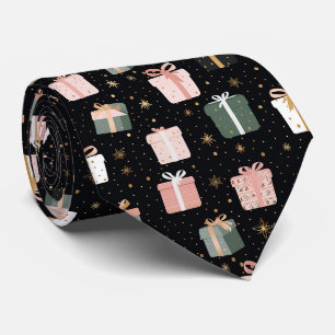 Gravata Padrão de Presentes de Natal Preto Festivo Elegant