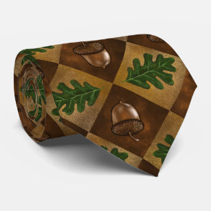Gravata Padrão de Quadro de Verificação Acorn e Oak Leaf