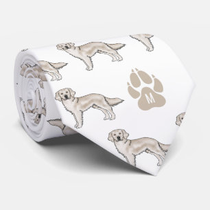 Gravata Padrão de Retriever Dourado Creme Monograma Person