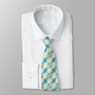 Gravata Padrão de Rhombuss de Teal Branco Azul bege Verde