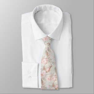 Gravata Padrão de rosas em aquarela elegante