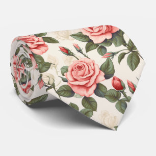 Gravata padrão de rosas rosa