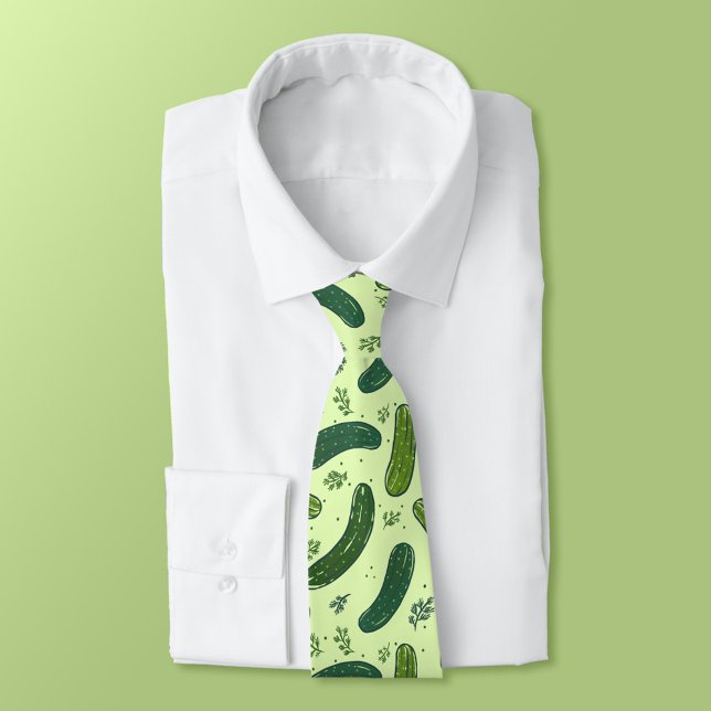Gravata Padrão de Seletor de Dill Desenhado Mão (Dill Pickle Pattern Tie)