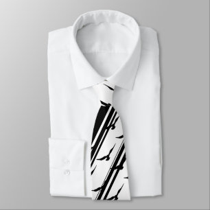 Gravata Padrão de Silhouette de Stripes Brancas Negras