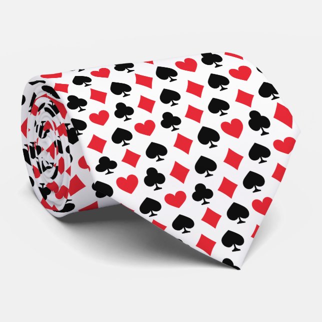 Gravata Padrão de Símbolos de Cartas de Jogar Retrô (Rolled)