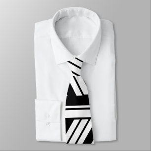 Gravata Padrão de Stripe de Chevron Preto e Branco