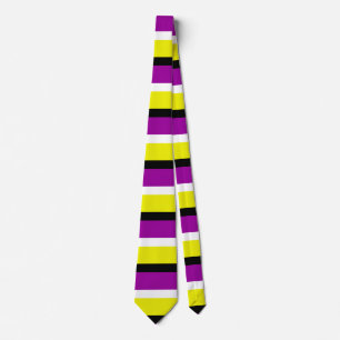 Gravata Padrão de Stripes Roxo Amarelo