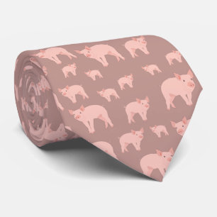 Gravata Padrão de Suíno Cor-de-Rosa Bonita