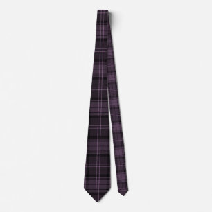 Gravata Padrão de Tartan Preto, Morango, Xadrez Roxa