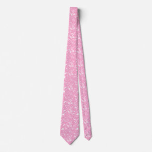 Gravata Padrão de Tecido Floral Rosa-Rosa Elegante