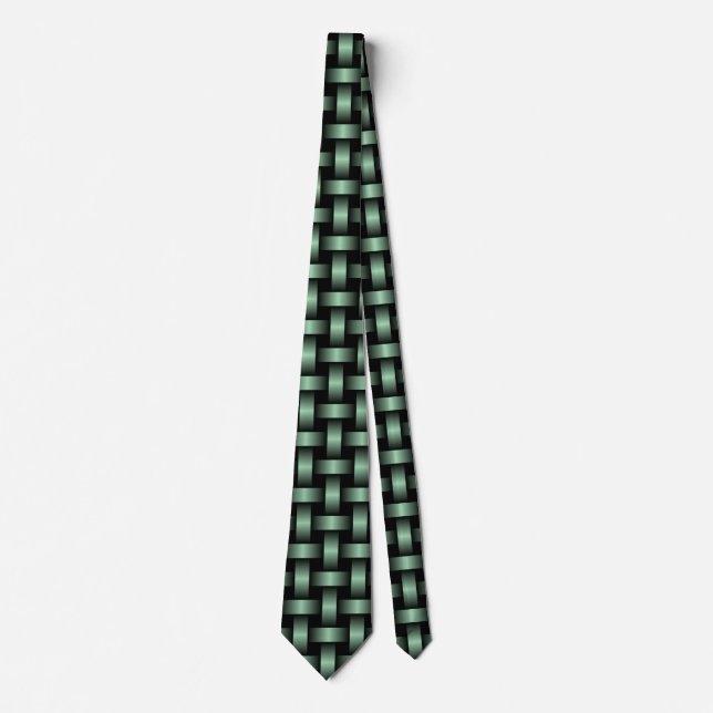 Gravata Padrão de Tecido Verde Preto (Frente)