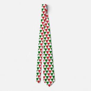 Gravata Padrão de Triângulo de Natal Vermelho e Verde