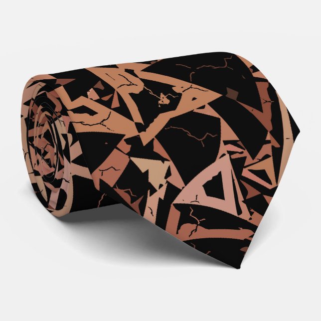 Gravata Padrão de Triângulo Preto Castanho (Rolled)