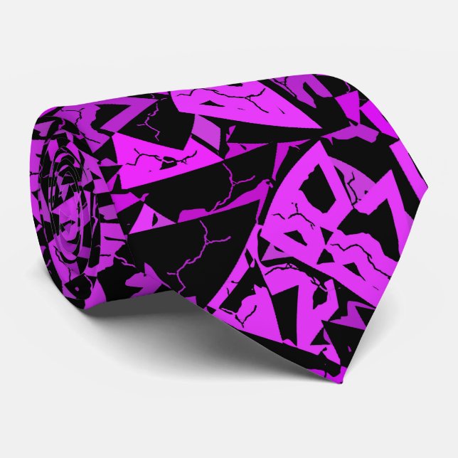 Gravata Padrão de Triângulo Preto Roxo (Rolled)