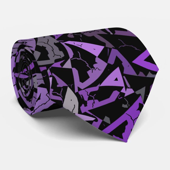 Gravata Padrão de Triângulo Preto Roxo (Rolled)