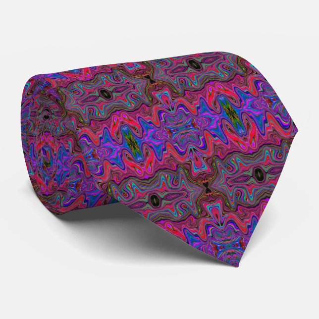 Gravata Padrão de Triquete Vermelho Azul e Arco-Íris (Rolled)