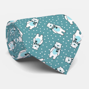 Gravata Padrão de urso polar neve fofa aqua