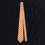Gravata Padrão de Verificação Branco Laranja<br><div class="desc">Design de Padrão de Quadrados Geométricos Verificados por Verificação Laranja e Branco</div>