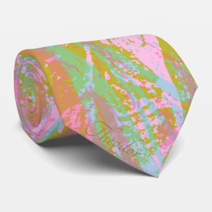 Gravata Padrão de violação rosa com borboleta Abstrato 