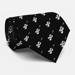 Gravata Padrão de Violino - Preto e Branco