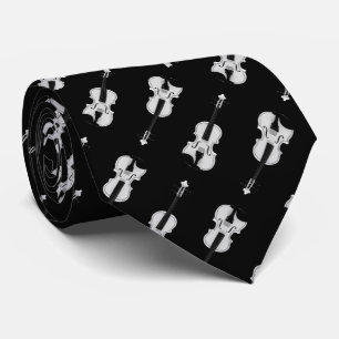 Gravata Padrão de Violino - Preto e Branco