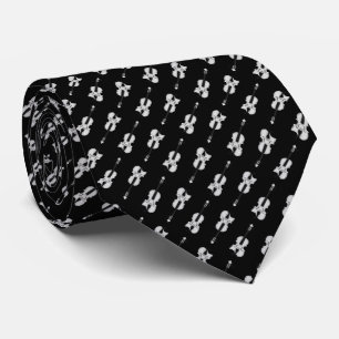 Gravata Padrão de Violino - Preto e Branco