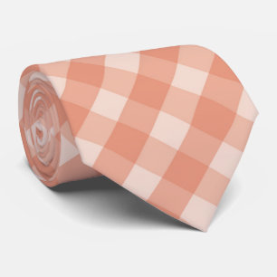 Gravata padrão de xadrez de pêssego fofo