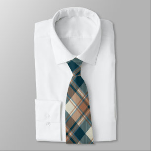 Gravata Padrão de Xadrez do Indigo Blue e Brown Tartan