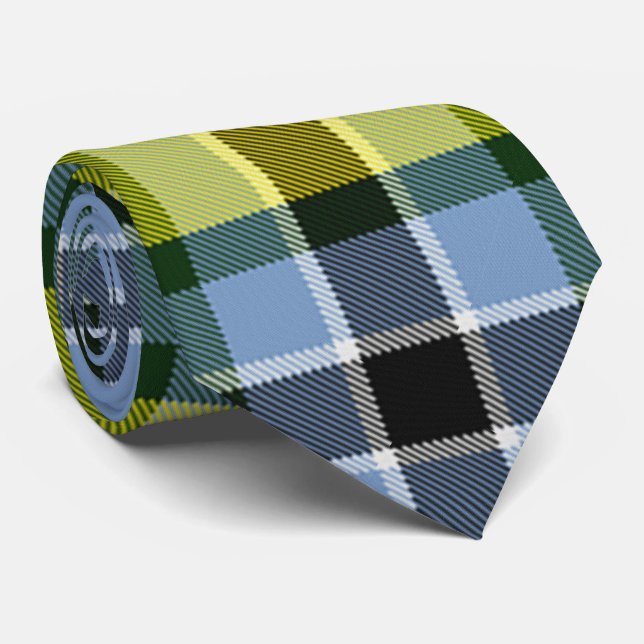 Gravata Padrão de Xadrez do Tartan Azul e Amarelo moderno (Rolled)