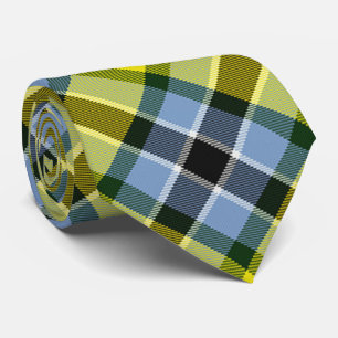 Gravata Padrão de Xadrez do Tartan Azul e Amarelo moderno