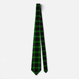 Gravata Padrão de Xadrez do Tartan Preto e Verde