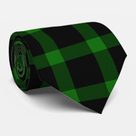 Gravata Padrão de Xadrez do Tartan Preto e Verde