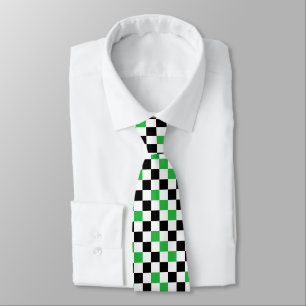 Gravata Padrão de xadrez verde preto e branco