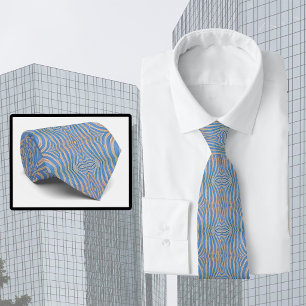 Gravata Padrão de zebra texturizado, simétrico em azul e d