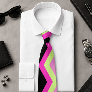 Gravata padrão de zigzag preto fuchsia chevron