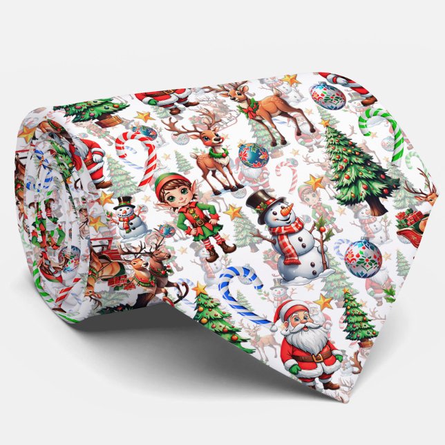 Gravata Padrão Decorativo de Natal com Fundo Branco (Criador carregado)