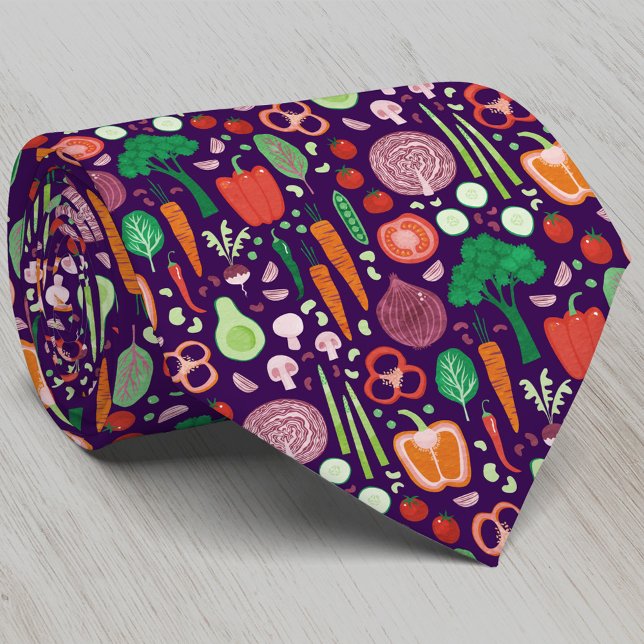 Gravata Padrão Divertido de Legumes Modernos (Fun modern colorful healty vegetable pattern neck tie)