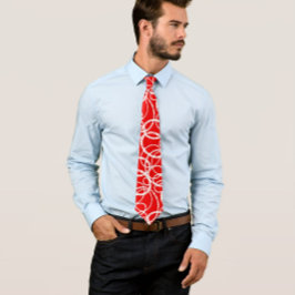 Gravata Padrão do Círculo Branco Moderno em Vermelho