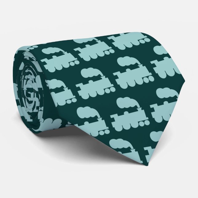 Gravata Padrão do comboio a vapor - Verde azul sobre o sol (Rolled)