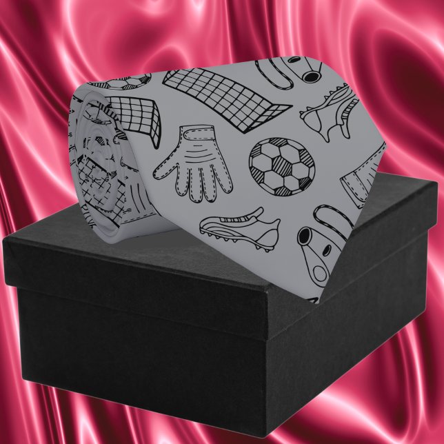 Gravata Padrão do equipamento de futebol da cinza (Gray Soccer Equipment Pattern Neck Tie)