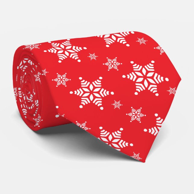 Gravata Padrão do Floco de Neve, Flocos de Neve Brancos, N (Rolled)